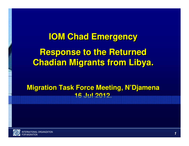 iom chad emergency iom chad emergency response to the