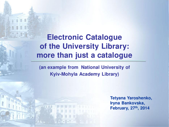 electronic catalogue of the university library more than