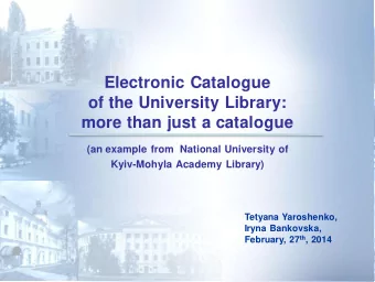 Electronic Catalogue  of the University Library:  more than just a catalogue  (an example from