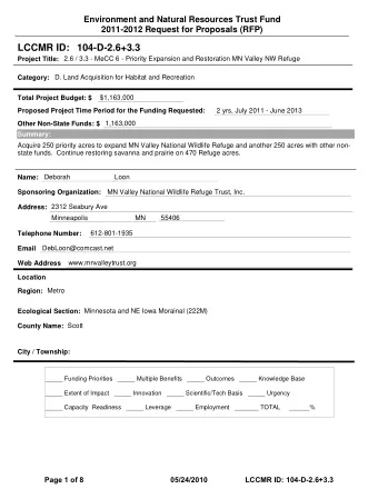LCCMR ID: 104-D-2.6+3.3  Project Title:  2.6 / 3.3 - MeCC 6 - Priority Expansion and Restoration MN