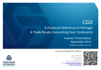 CGD  A Financial Reference in Portugal  A Trade Route Connecting Four Continents  Investor