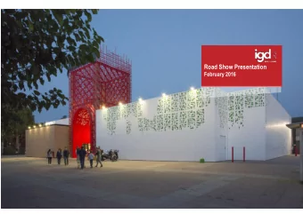 Road Show Presentation  February 2016  DISCLAIMER  This presentation does not constitute an offer