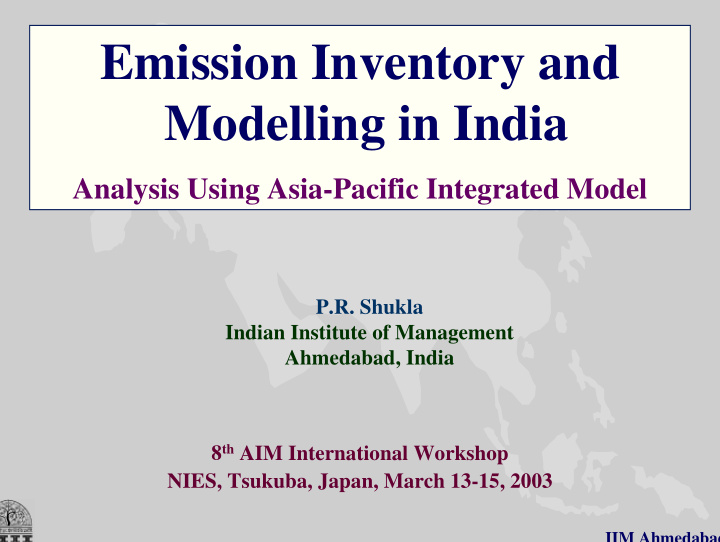 emission inventory and modelling in india