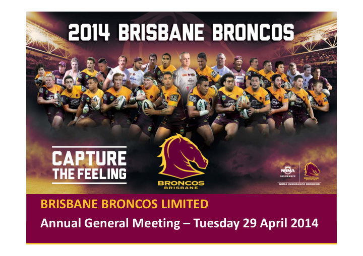 brisbane broncos limited annual general meeting tuesday