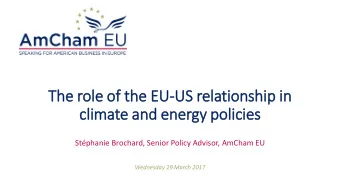 cli  limate and energy poli  licies  Stphanie Brochard, Senior Policy Advisor, AmCham EU
