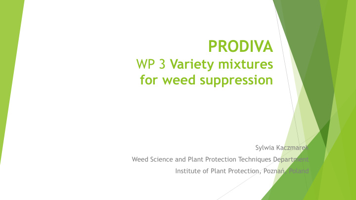 sylwia kaczmarek weed science and plant protection