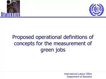 concepts for the measurement of  green jobs  International Labour Office  Department of Statistics