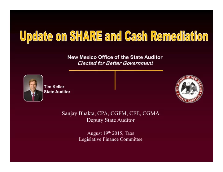 sanjay bhakta cpa cgfm cfe cgma deputy state auditor