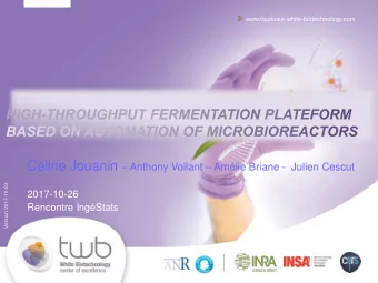 TECHNOLOGY PLATFORMS OF TWB  Strain  Biotransformation  Process  engineering  &amp; culture