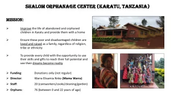 Sh  Shal  alom  om Or  Orpha  hanag  age  e Center  ter (Kar  arat  atu,  , Tan  anza  zania  ia)