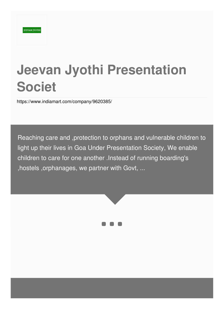 jeevan jyothi presentation societ