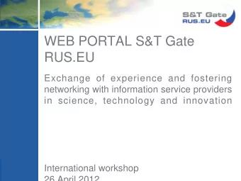 WEB PORTAL S&amp;T Gate  RUS.EU  Exchange of experience and fostering  networking with information