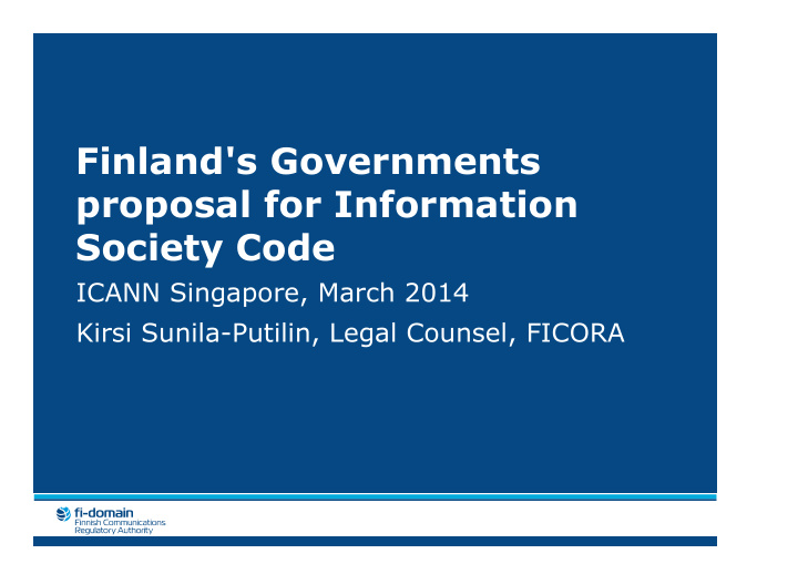 finland s governments proposal for information society