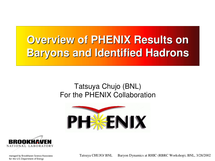 overview of phenix results on overview of phenix results