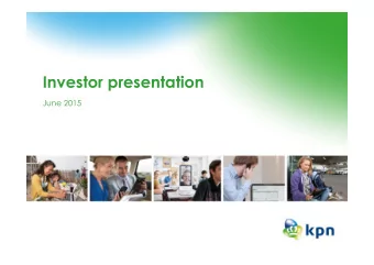 Investor presentation  June 2015  Safe harbor  Non-GAAP measures and management estimates  This