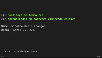 &gt;&gt;&gt; Confiana em tempo real &gt;&gt;&gt; Aprendizados em software embarcado crtico