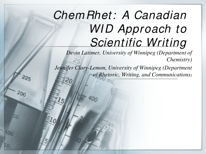 chemrhet a canadian wid approach to scientific writing