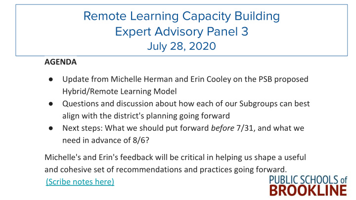 remote learning capacity building expert advisory panel 3