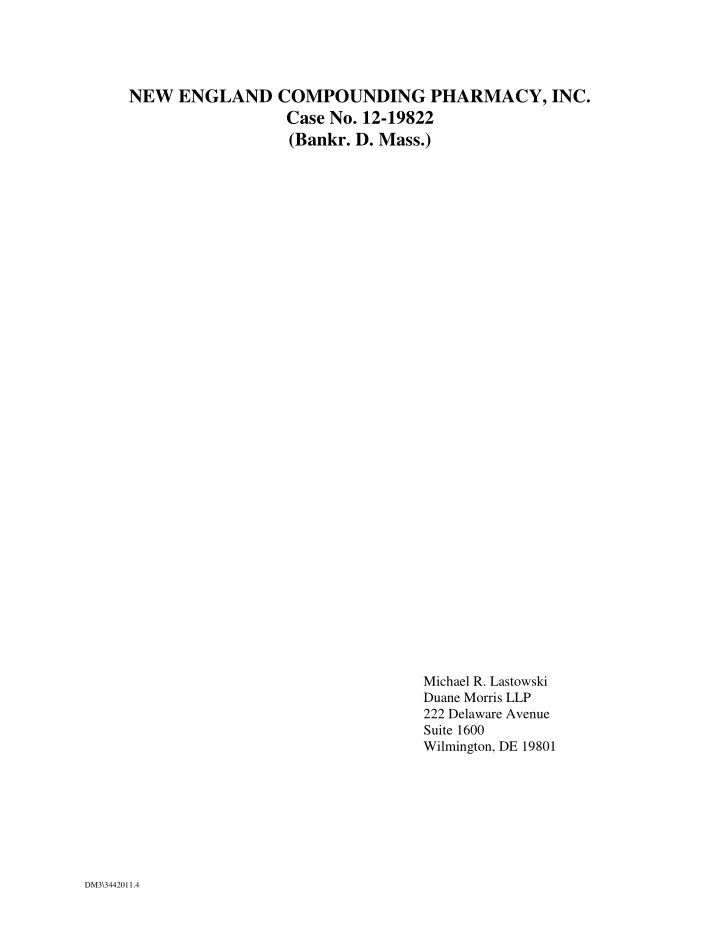 new england compounding pharmacy inc case no 12 19822