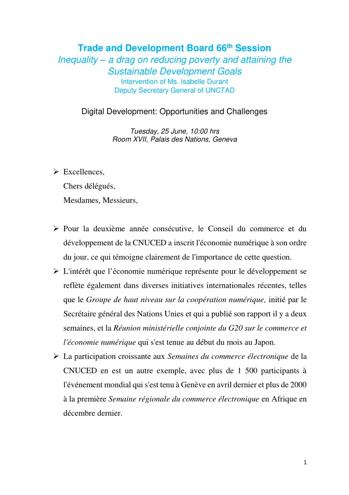 trade and development board 66 th session inequality a