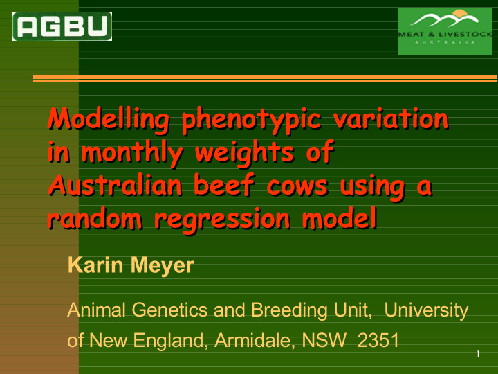 modelling phenotypic variation modelling phenotypic