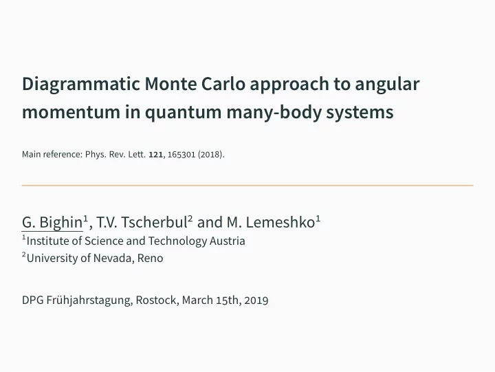 diagrammatic monte carlo approach to angular momentum in