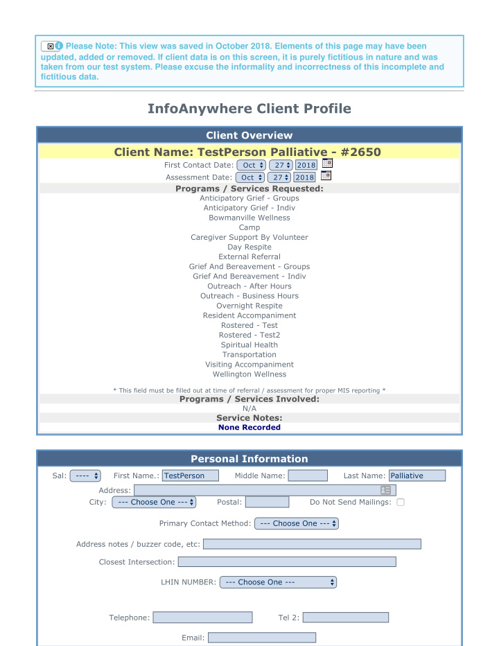 infoanywhere client profile