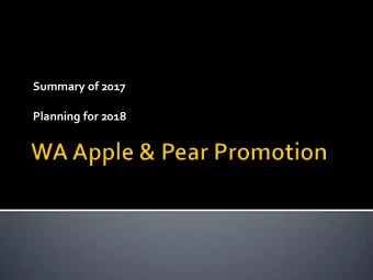 Summary of 2017 Planning for 2018  Pomewest work cooperatively but  independently of any