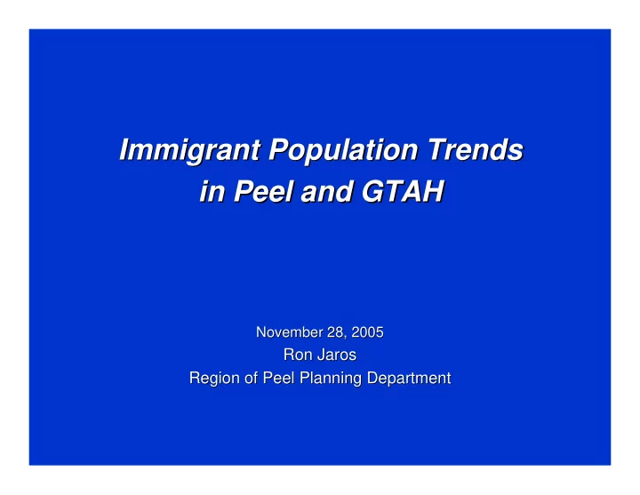 immigrant population trends immigrant population trends