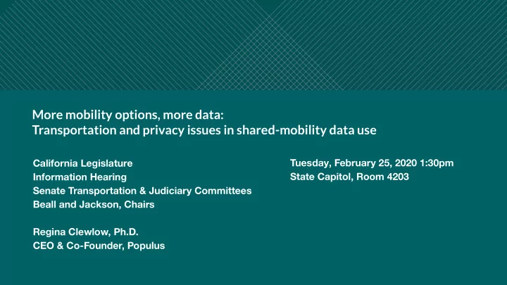 more mobility options more data transportation and
