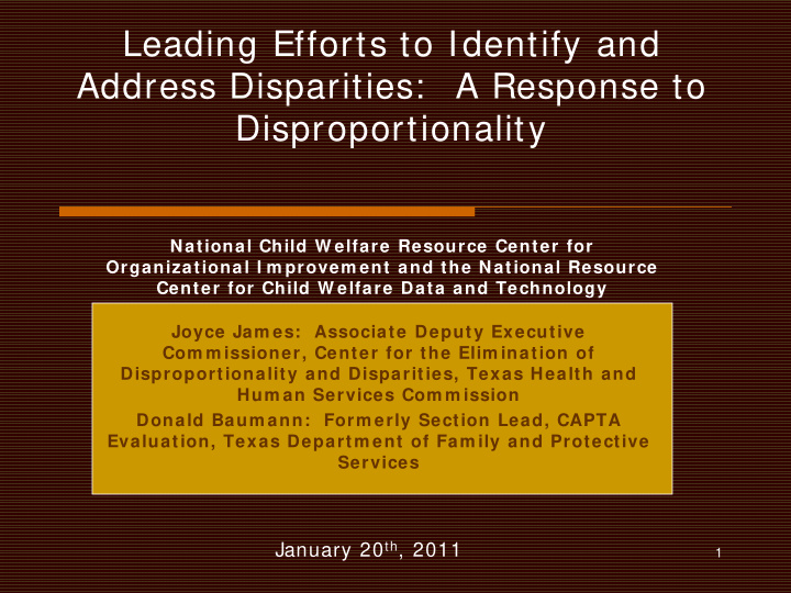 leading efforts to identify and address disparities a