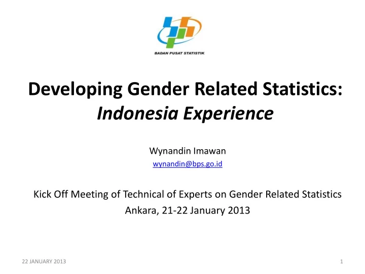 developing gender related statistics