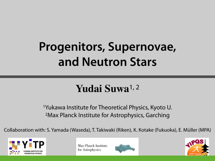 progenitors supernovae and neutron stars