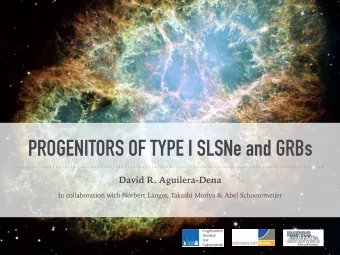 PROGENITORS OF TYPE I SLSNe and GRBs  David R. Aguilera-Dena  In collaboration with Norbert Langer,