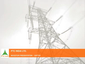 PTC INDIA LTD. INVESTOR PRESENTATION  Q3FY20  DISCLAIMER This presentation and the accompanying