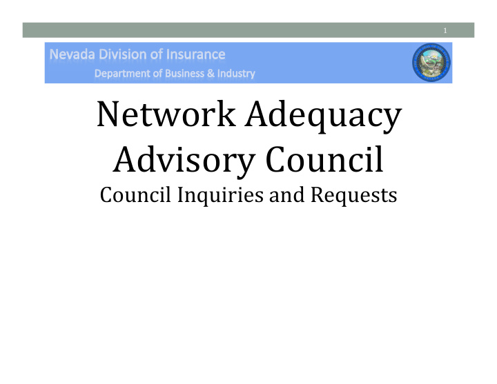 network adequacy advisory council