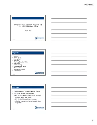 7/16/2020  Professional Development Requirements  and Opportunities PY 20-21  July 16, 2020