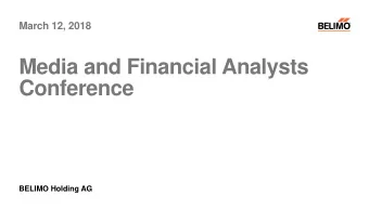 Conference  BELIMO Holding AG  Financial Year 2017  Net sales  600  120  CHF 579.9 mn (+8.7%)