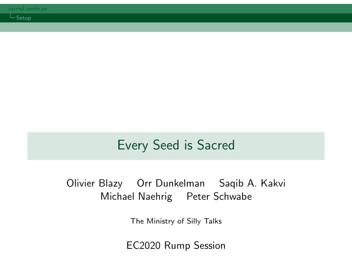 every seed is sacred