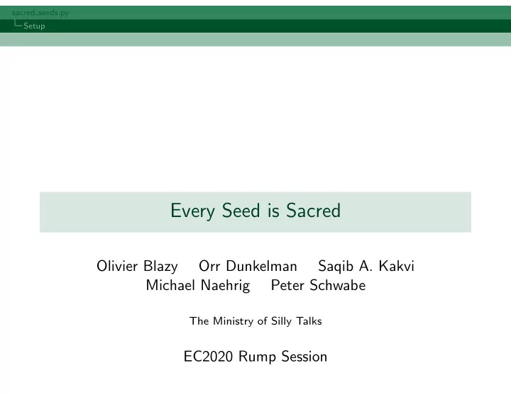 every seed is sacred