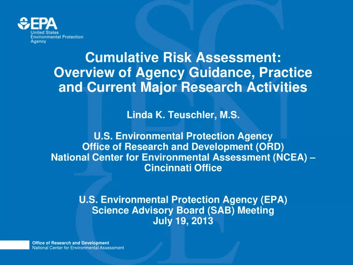 and current major research activities