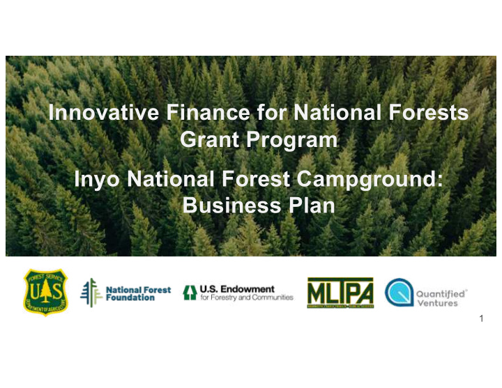 innovative finance for national forests grant program