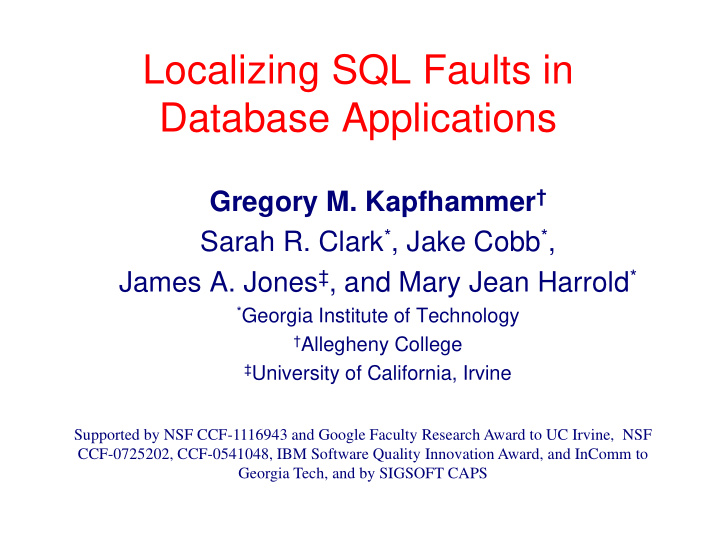 localizing sql faults in