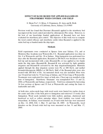 EFFECT OF BAND OR BED TOP APPLIED BASAMID ON  STRAWBERRY WEED CONTROL AND YIELD  S. Shem-Tov*, S.