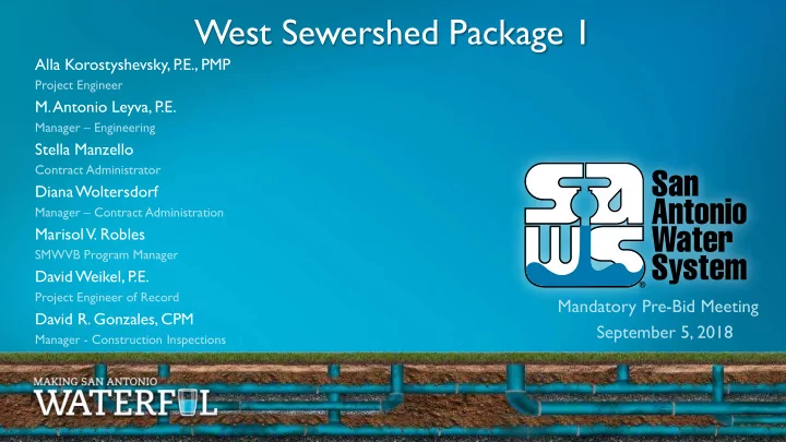 west sewershed package 1