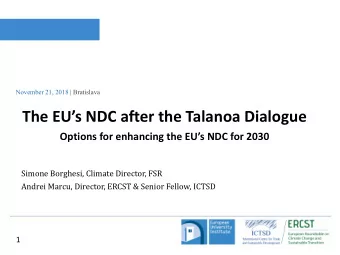 The EUs NDC after the Talanoa Dialogue  Options for enhancing the EUs NDC for 2030  Simone