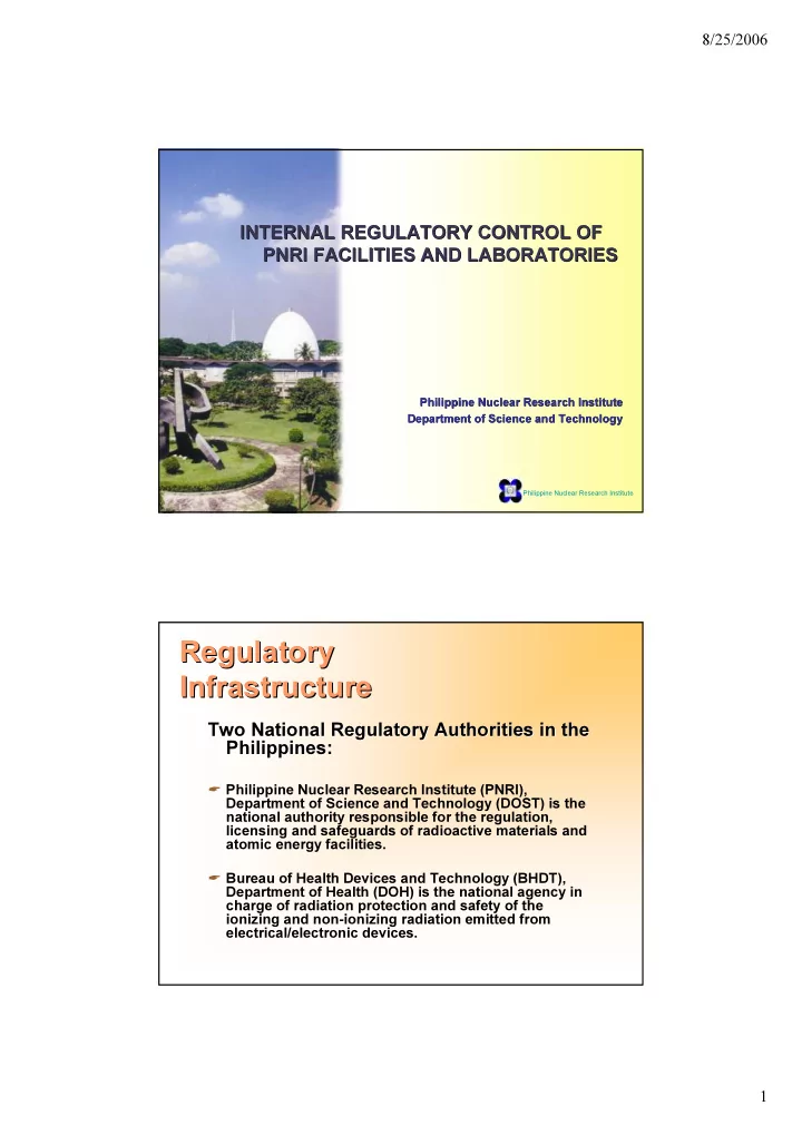 regulatory regulatory infrastructure infrastructure