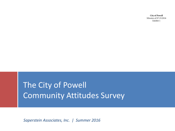 the city of powell community attitudes survey