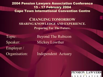 BEYOND THE RUBICON  Retirement  Fund  Transfers in  the Minimum  Benefits Era  Why are transfers