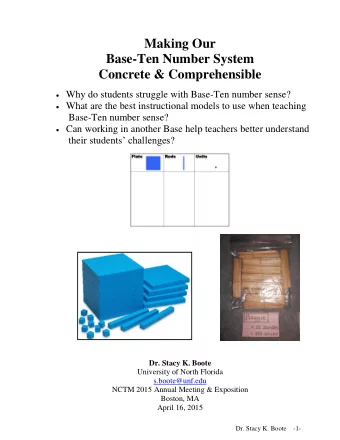 Concrete &amp; Comprehensible  Why do students struggle with Base-Ten number sense?  What are